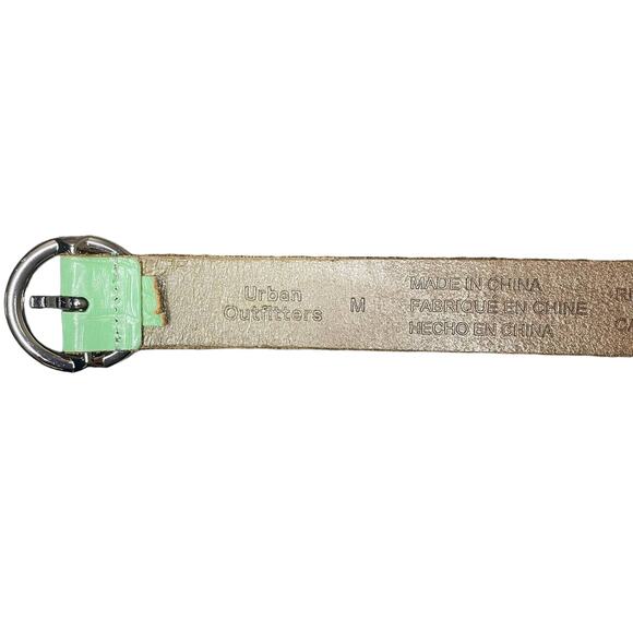 Urban Outfitters Croc Circle Belt Sea Green 100% Genuine Leather Size Medium - Picture 2 of 9